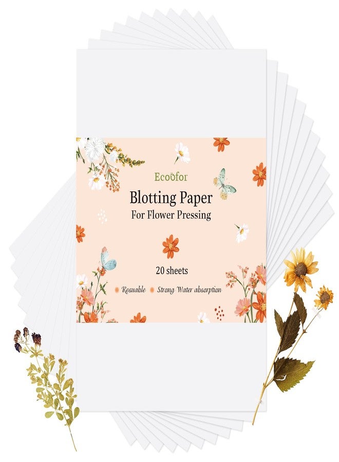 Ecoofor Blotting Paper for Flower Press, 20 Sheets Large A4 Highly Absorbent and Reusable Blotter Paper for Flower Press Paper Craft 8.26 x 11.4 inch - Image 1